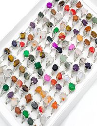 20pcSlot Mix Lot Men039s Ring Natural Stone Rings For Collection Lovers Whole Fashion Party Gift Jewelry5561211
