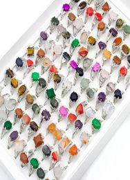 20PCSlot Mix Lot Men039s Ring Natural Stone Rings For Collection Lovers Whole Fashion Party Gift Jewelry7331975