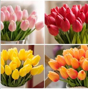 20PCSlot Tulip Artificial Flower Pu Artificial Bouquet Real Touch Flowers For Home Wedding Decoratieve bloemen kransen1799299