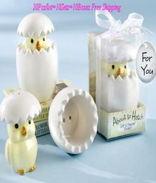 20 Stukslot10Sets Bruiloft souvenirs van Op het punt uit te komen Keramische Baby Chick Zout en Peper Shakers Gunst Voor baby shower feest gunst4139959