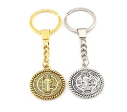 20PCSlots Keychain St Benedict De Nursia Patroon Medaille Charms Hangers Key Ring Travel Bescherming Diy Sieraden A556F74962874358428