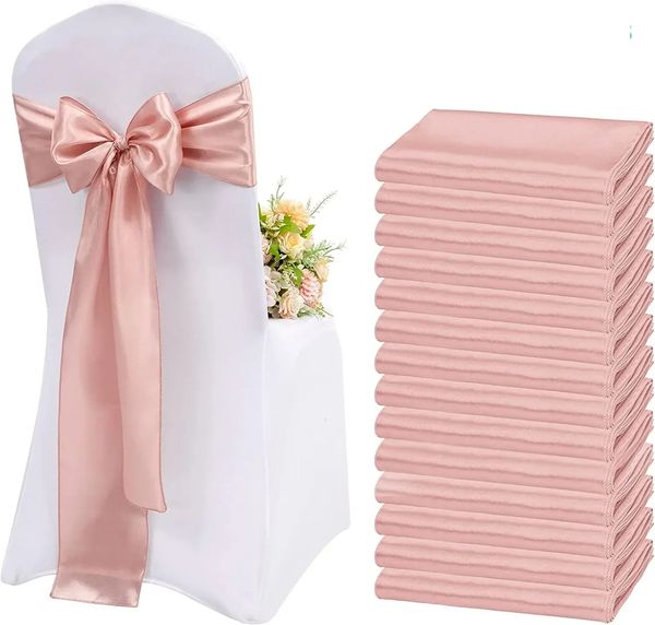 20pcSset Satin Chair Sashes17275cm Ribbon Bows Bows Cover Decoration for Wedding Banquet Party Event EL 240407