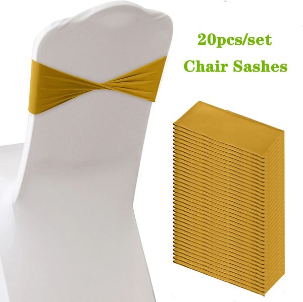 20pcSset Spandex Stretch Chair Sashes Bowselastic Chair Cover Bands Sans Backle for Wedding Reception Banquet Events 240419