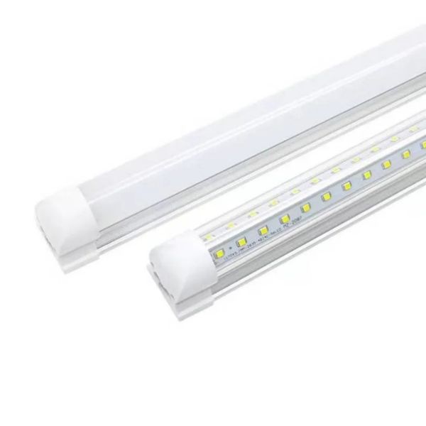 Tubos de LED de 20 piezas/lote 2ft 3ft 4ft 5ft 6ft 8ft 600 mm 900 mm 1200 mm 1500 mm 1800 mm 2400 mm AC85-265V T8 Cubierta láctea clara Carrera Milkia Dual Fixture integrado en forma de V