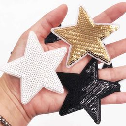 20PSCSewing Notions Tools Entrega gratuita de 10 piezas de parches de bricolaje de estrella negra para ropa, bordado, pegatinas, chaquetas, accesorios e insignias de parche de lentejuelas P230524