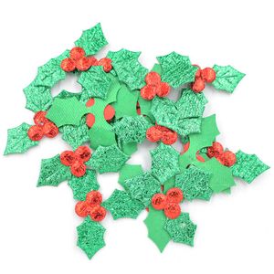 20pscsewing noties groothandel van 300 stuks glanzende groene hulstbladeren en frambozendoek kerst decoratieve stickers tafeldecoratie accessoires K64 P230524