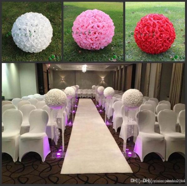 20quot 50 cm Super Grande Taille Blanc Mode Artificielle Rose Fleur De Soie Embrasser Boules Pour Les Décorations De Centres De Fête De Mariage6250622