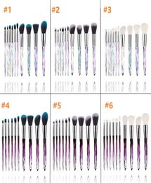 20set Diamond Shape Rainbow Handle 10pcs Makeup Brushes Set Foundation Professional Crystal Great Makeup Makeup Brush 6styles i3383703