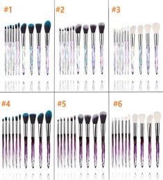20set Diamond Shape Rainbow Handle 10pcs Makeup Brushes Set Foundation Professional Crystal Great Makeup Makeup Brush 6styles I5758884