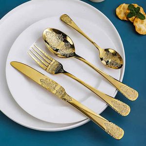 20 ensemble/lot ensemble de vaisselle de luxe en or ensemble de couverts en acier inoxydable couteau couverts fourchettes couteau vaisselle Style européen