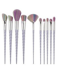 20set Spiral Colorful Pro Makeup Brushes Set Contour Powder Power Eyeshadow LIP Blush Foundation Powder Kabuki Brush Fan Brush 10PCSSET G10049094426