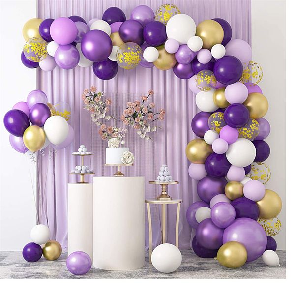 20 ensembles de ballons violet clair guirlande arc Kit confettis ballons en Latex anniversaire bébé douche décorations de fête de mariage fournitures