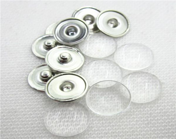 20 ensembles de boutons-pression de bijoux personnalisés sans conception, fabrication de boutons-pression en laiton avec cabochons en verre transparent, bouton transparent en cuivre 18mm7348610