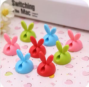 20sets Rabbit Ear Cable Winder Earphone Cable Organizer Wire Storage Silicon Charger Cable Wrap Cord Holder Clips For MP3