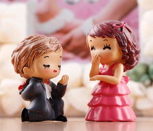 20sets MOQ Happy Lover figura propuesta de boda de hadas miniatura Gnomos jardín césped casa mesa Adornos decoración o regalos del amante al por mayor