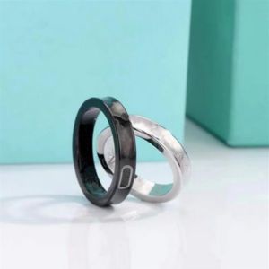 20SS Klassieke 925 Zilveren mannen en vrouwen luxe sieraden ring 1837 eenvoudige mode zwarte ringen vakantie gift272o