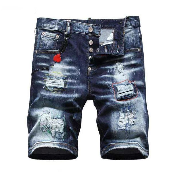 20ss Hip hop Ripped Jeans Shorts Ropa de diseñador Distressed Slim Fit Motorcycle Biker Denim para hombres s Mans Pants pour hommes237J