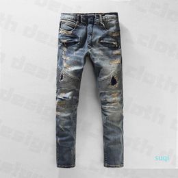 20SS Hot Sell Mens Designer Jeans Distressed Ripped Biker Slim Fit Motorfiets Biker Denim voor Heren Fashion Mans Black Pants 2021