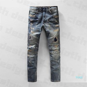 20ss Vente Chaude Mens Designer Jeans Distressed Ripped Biker Slim Fit Moto Biker Denim Pour Hommes Mode Mans Pantalon Noir 2021