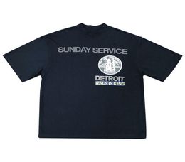 20SS Ins American Detroit Limited Jésus est King Sunday Service T-shirt Skateboard Mens Designer T-shirt Women Street Casual TS3844516