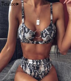 20SS Leopard Snake Imprimé Bikini sexy set Summer High Woonwear Women Hollow Out Ring Bandage Swimsuit Bathing 4985510