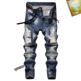 20SS diseñador para hombres Jeans desgastados motociclista de motociclistas delgados de fit de fit para hombres pantalones de jean mans jean vert hommes #820 28-38
