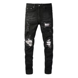 20SS pantalones vaqueros de diseño para hombre desgastados rasgados motorista Slim Fit motocicleta Denim para hombres moda jean Mans pantalones para hommes # 849316M
