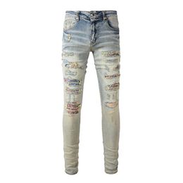 20SS pantalones vaqueros de diseñador para hombre desgastados rasgados motorista Slim Fit motocicleta Denim para hombres moda jean Mans pantalones para hommes # 876261c