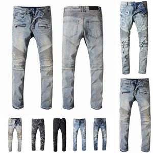 2023 Heren Designer Jeans Distressed Ripped Biker Slim Fit Motorcycle Biker Denim Voor Heren Topkwaliteit Mode Mans Broek voor hommes