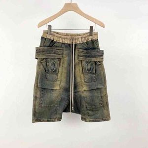 20SS Owen Seak Men Casual Short Washed Denim Cotton Gothic Men's Clothing Harem Summer High Street Hip Hop Women Shorts Maat XL G1209