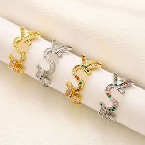 20stijl Klassieke Merk Designer Ring 18K Vergulde Letter Band Ringen voor Mode Dames Sieraden Diamanten Ring Open Verstelbare Dames Gift
