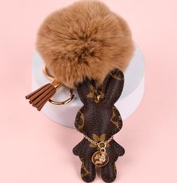 20Style Mignon Presbyopie Rabbit Design Car Keychain Sac Pendentif Fleur Fleur Ring Femmes Men Goons Fashion Pu Leather Animal Chain de chaîne Key