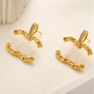 20Style Gold Ploated Brand Designers Letters Stud Geometric beroemde vrouwen Crystal Rhinestone Pearl Earring Wedding Party Joomerlry Gifts
