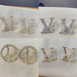 20 Estilo diseñadores mixtos de lujo letras Pendiendo 18K Gold 925 Plata para mujeres Cristal Rinéso Pearl Parring Fiesta de bodas Jewerlry Amante Regalos