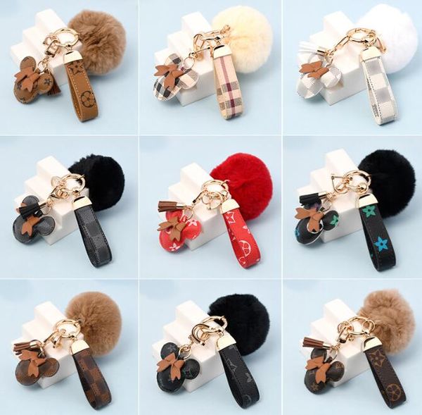 20style Souris Conception Imprimer Voiture Porte-clés Fleur Sac Pendentif Charme Bijoux Porte-clés Titulaire pour Hommes Cadeau De Mode PU En Cuir Animal Porte-clés