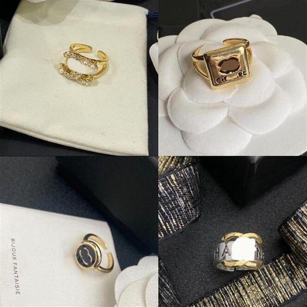 20 estilos nuevos anillos de diseñador de joyas de moda Carta de mujeres Amores Suministros de boda de 18 kmas de diamantes de acero inoxidable de oro