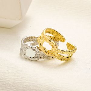 Ring 20Style pour la femme de luxe de luxe Anneau double lettre ajusté Anneaux réglables 18K Gold Anneau de mariage Crés
