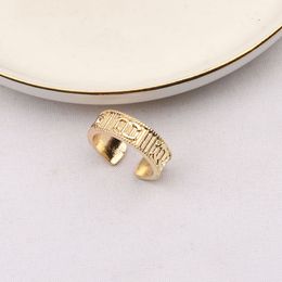 20Style S Classic Fashion Diamond Designer Double Letter Rhingestone for Women Lovers Ring Open Adjustable