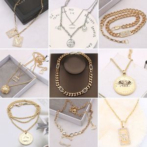 20Styles Luxe Designer Ketting 18K Zilver Vergulde Kettingen Choker Merk Letter Verstelbare Hanger Ketting Dames Bruiloft Sieraden Accessoires Cadeau