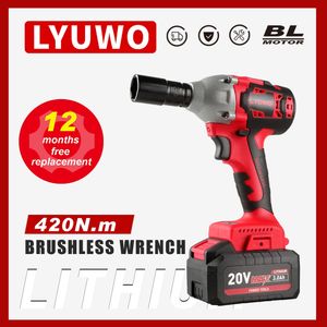 20V Electric Impact Wrench Brushless Rechargeable Lithium Ion Battery Used For Automobile Tire Power Tools 240112