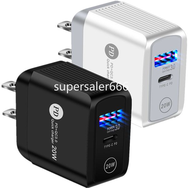 Chargeur PD rapide 20W 18W, adaptateur d'alimentation mural Type C USB-C, pour IPhone 12 13 14 15 Pro Samsung Xiaomi s1