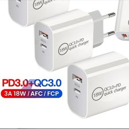 20w 18W QC3.0 + PD Cargador de pared Cargador rápido Carga rápida Tipo C USB Adaptador de corriente compacto PD QC3.0 para Ip7 8 11 1214 pro Samsung teléfono Tablet