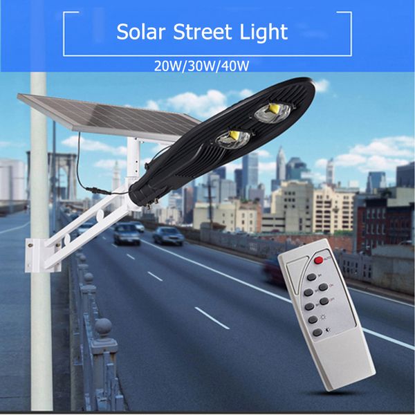 Farolas solares led de 20W, 30W y 60W, lámparas de pared para exteriores, impermeables, integradas, todo en uno, luz LED Bridgelux con control remoto