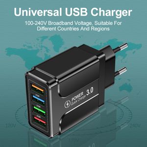 20W 4 Chargers Fast Chargers Quick Charge 4.0 3.0 pour iPhone 12 11 XS Samsung Xiaomi Huawei USB Mobile Phone Charger