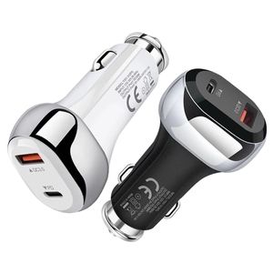 Cargador de Coche Rápido de 20W, portátil, 2 puertos USB + tipo C PD, carga rápida QC3.0, cargador de teléfono móvil, accesorio para coche, pieza de repuesto para coche