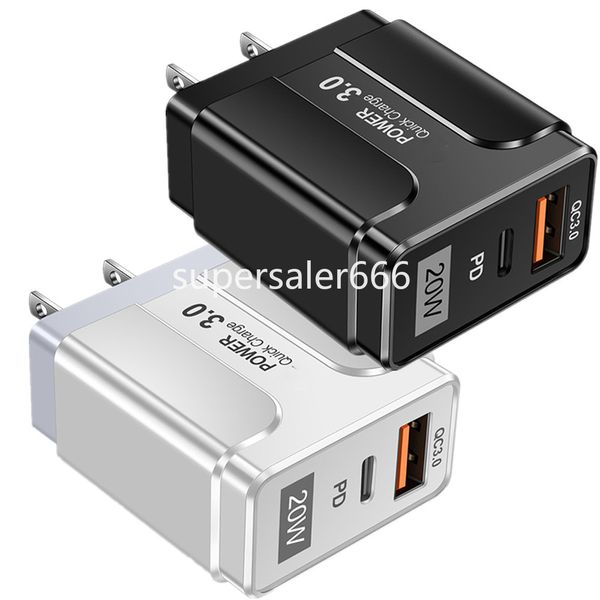 20W Cargadores rápidos y rápidos para teléfonos celulares EE. UU. UE Reino Unido PD USB-C Puertos duales Cargador de pared Adaptadores de corriente para iPhone 14 12 13 15 Pro Max Samsung Lg s1 con caja al por menor