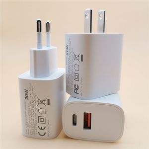 Chargeur USB-C rapide 20W, Charge rapide Type C PD, adaptateur de prise EU US QC 3.0 intelligent pour Apple iPhone Samsung