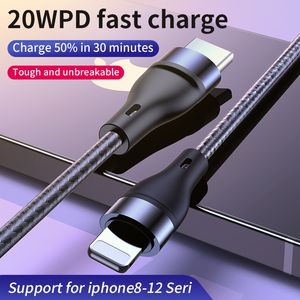20W PD Fast Charger gevlochten gegevenskabels Nieuwe upgrad slimme chipondersteuning voor telefoonblikkosten gemaakt voor iPhone iPad iPod met retailverpakkingen