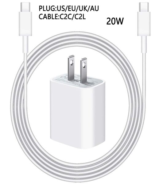 20W PD PD Adaptateur Fast Charger Cord Câble USB C Câble pour Apple Airpods iPhone 14 13 12 Mini 11 Pro Max Téléphone Charge Data Ligne4392133