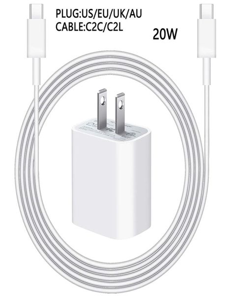 20W PD PD Adaptateur Fast Charger Cordon USB C Câble pour Apple Airpods iPhone 14 13 12 Mini 11 Pro Max Téléphone Charge Data Ligne3110735